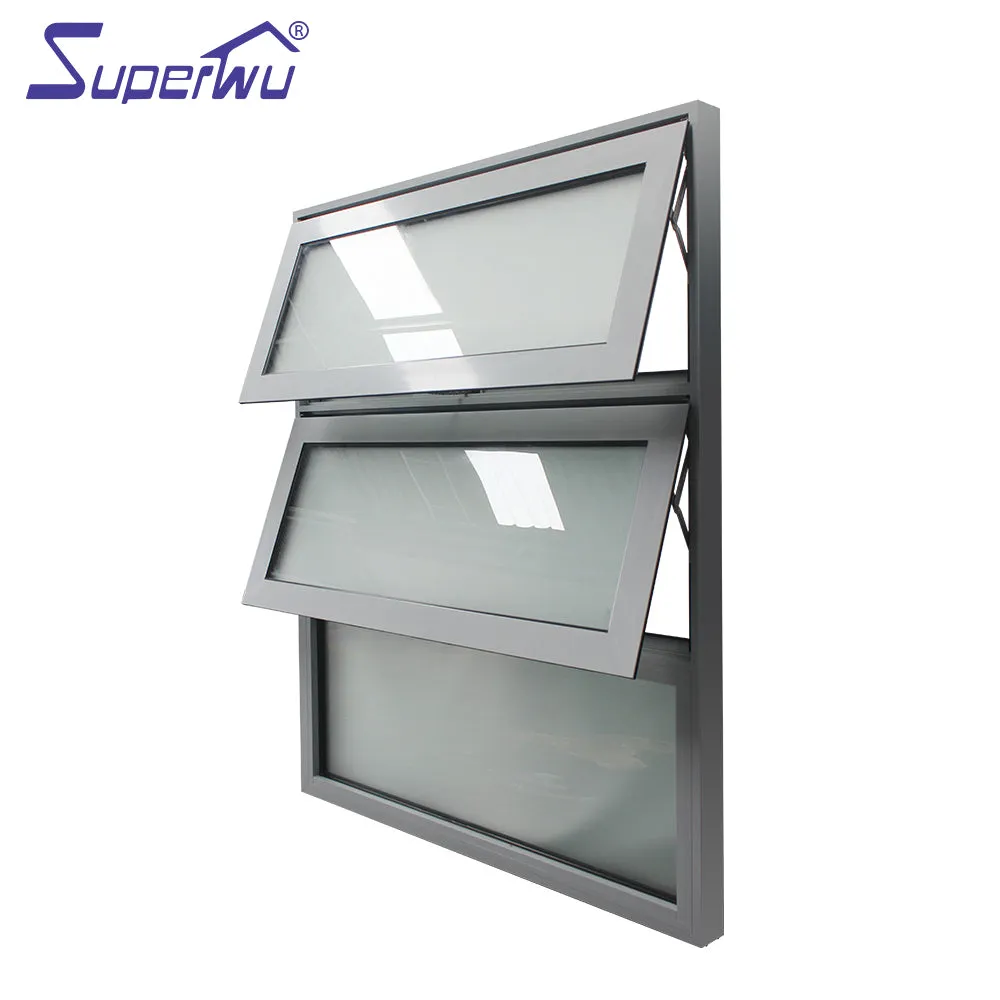 Superwu High Performance Thermal Break Aluminum Profile Top Fixed Windows Bottom Awning