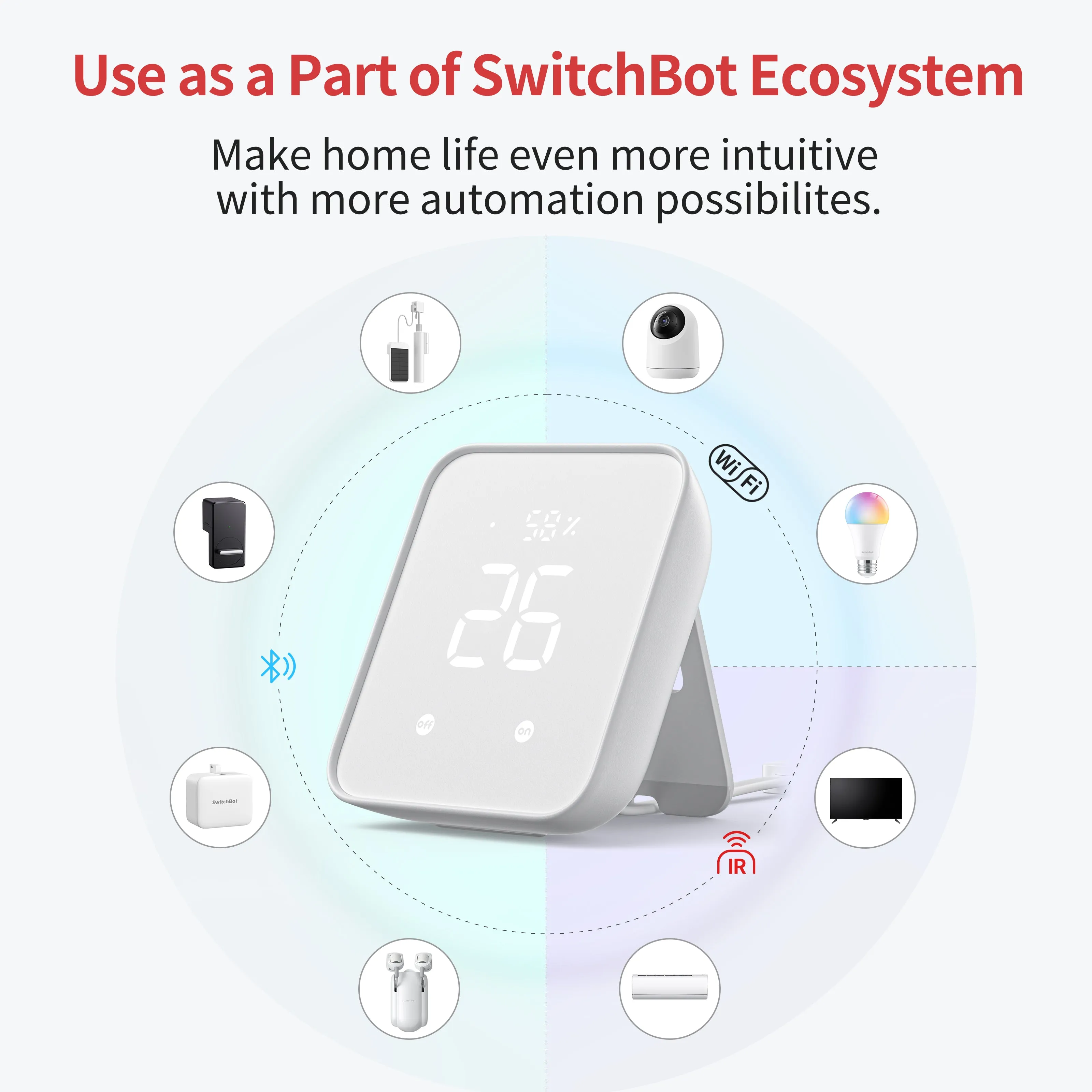 SwitchBot Hub 2 | Work as a WiFi Thermometer Hygrometer, IR Remote Control, Smart Remote and Light Sensor, Wi-Fi, Compatible with Alexa & Google Assistant