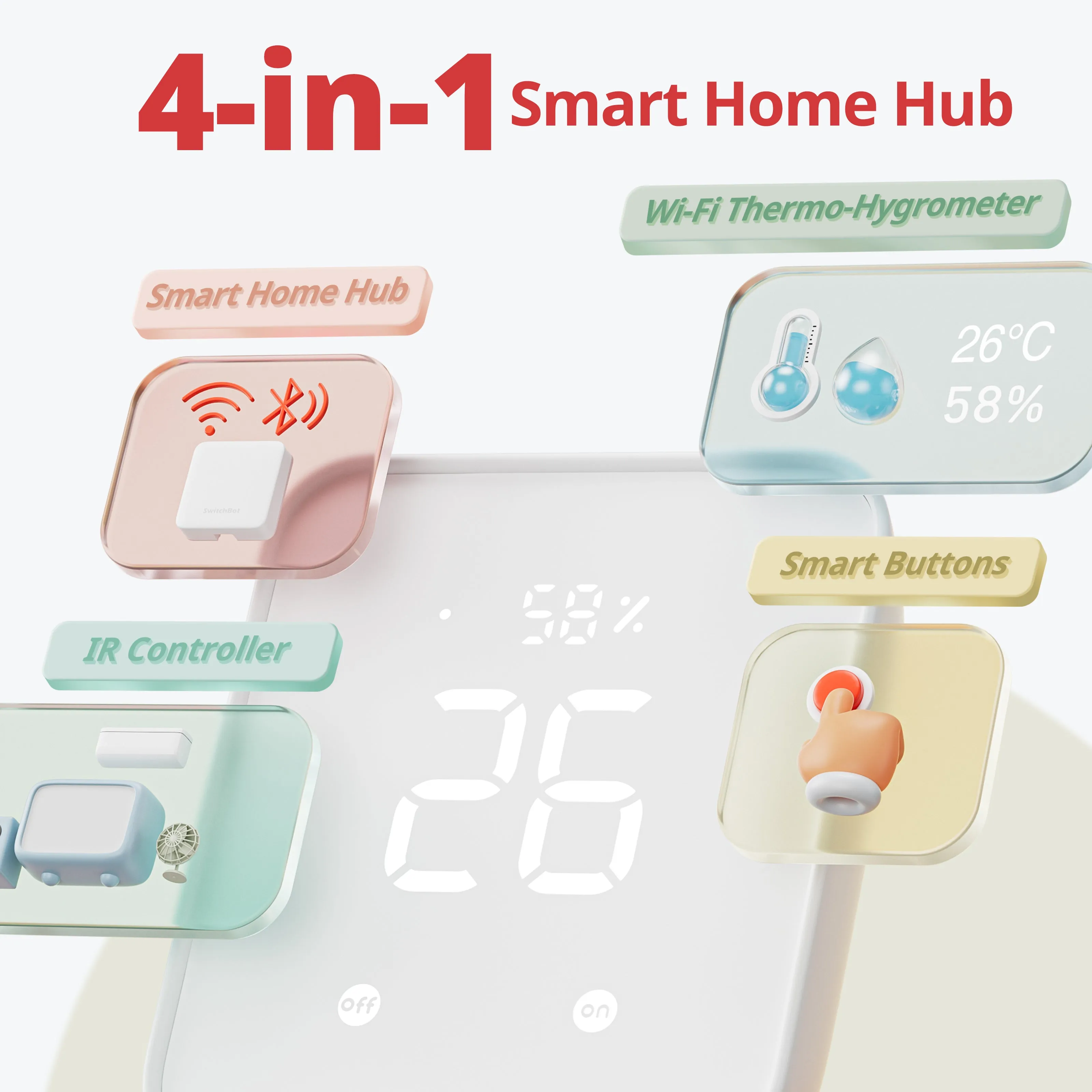 SwitchBot Hub 2 | Work as a WiFi Thermometer Hygrometer, IR Remote Control, Smart Remote and Light Sensor, Wi-Fi, Compatible with Alexa & Google Assistant