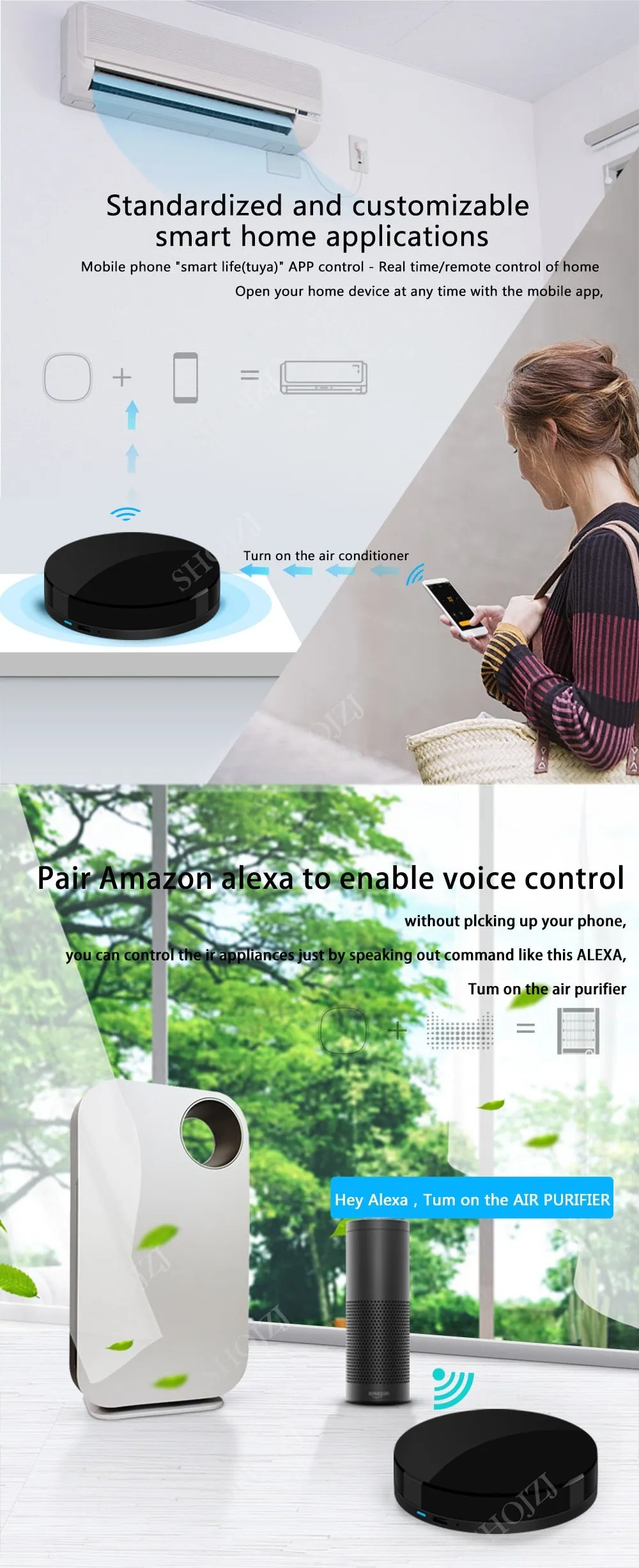 Universal WIFI IR RF Intelligent Smart Home Automation compatible for Alexa Google Home