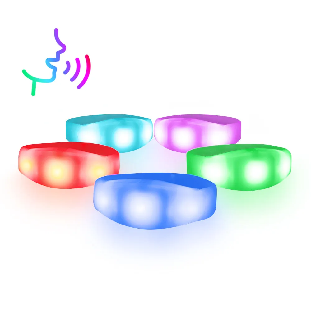 Voice Controlled Flashing LED Bracelets Wholesale (100 Pack)