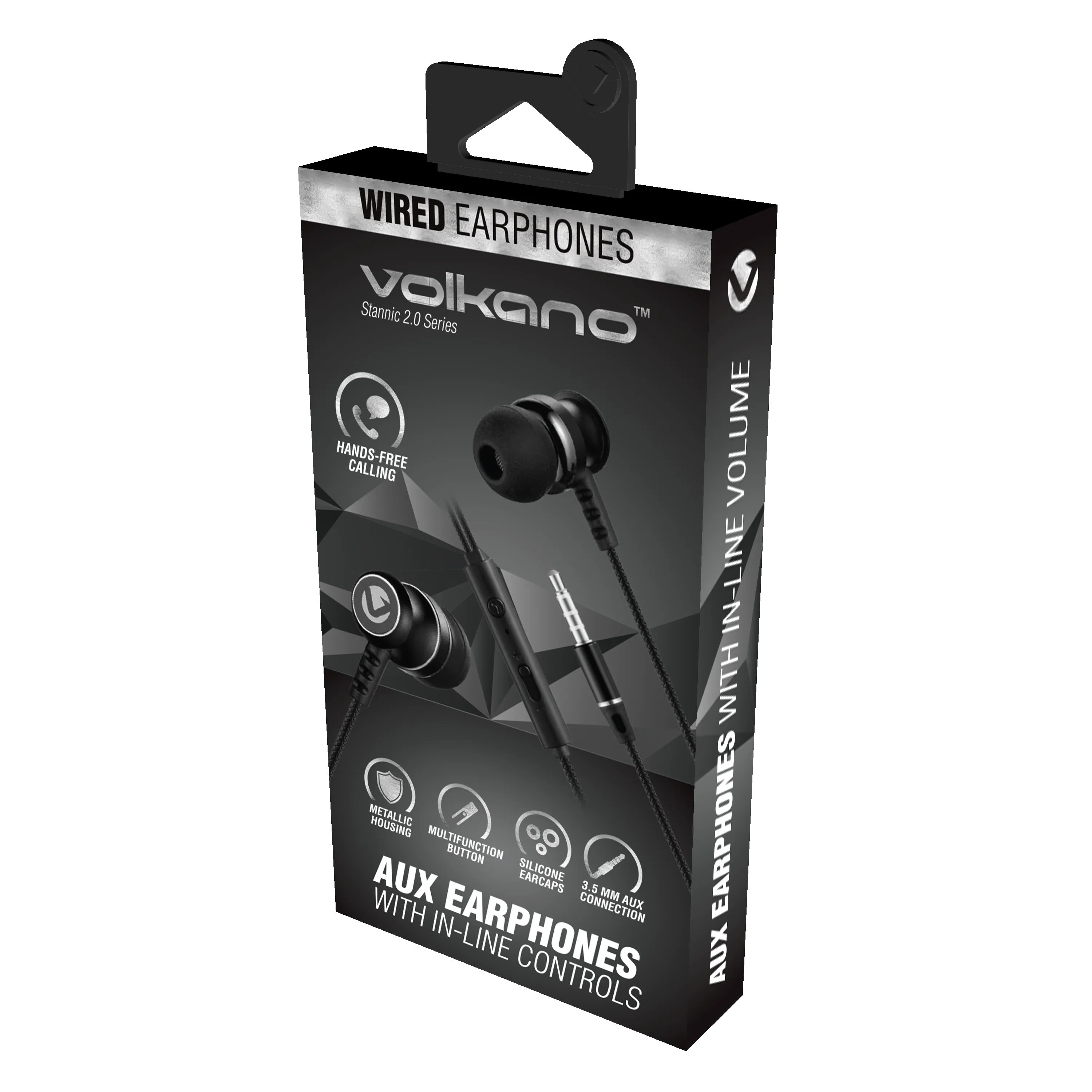 Volkano Earphones with Mic - STANNIC 2.0 SERIES - Black