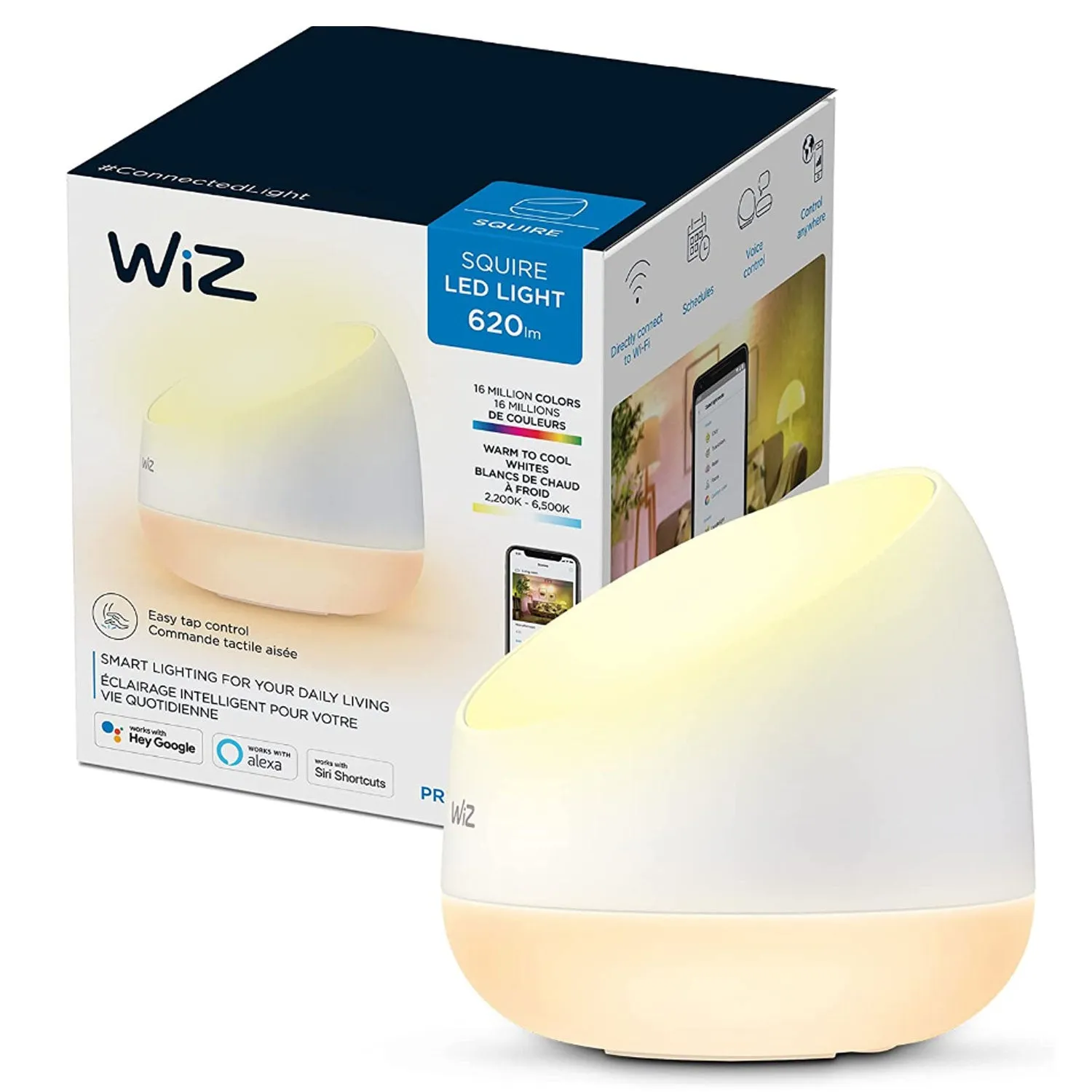 WiZ Connected Squire Portable Table Lamp, WiFi Enabled, 16 Million Colors, Compatible with Alexa and Google Home Assistant, No Hub Required