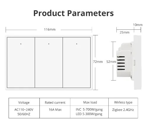 Zemismart Zigbee Triple Push Switch